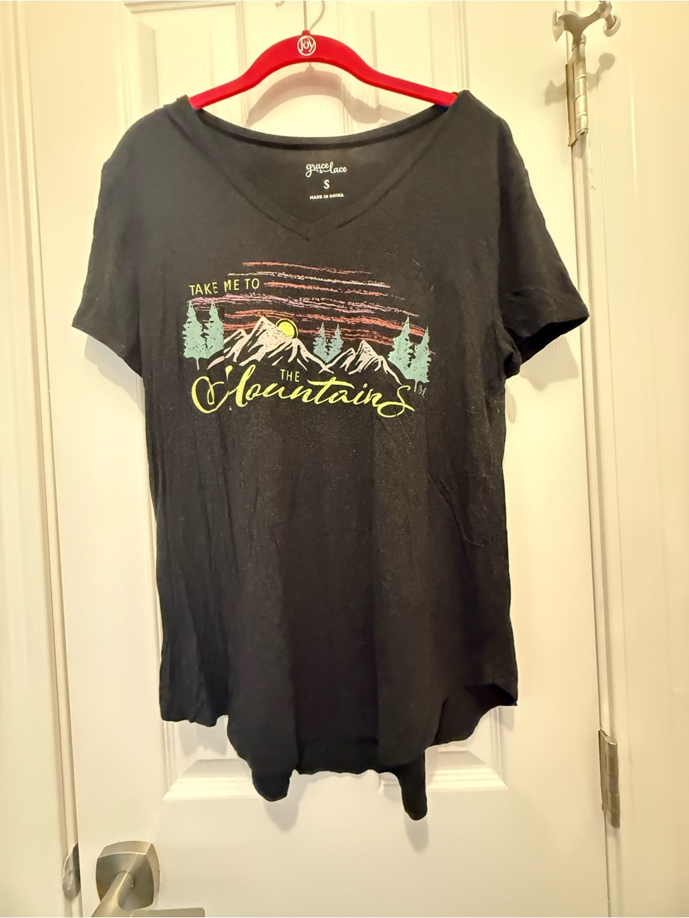 Grace & Lace Black 'Take Me to the Mountains' Graphic Perfect V-Neck Tee